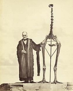 Richard Owen Standing Beside Dinosaur Bones